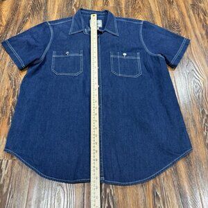 Vintage St. John's Bay Denim Button Up Shirt Size L Women's Y2K Western Cowgirl